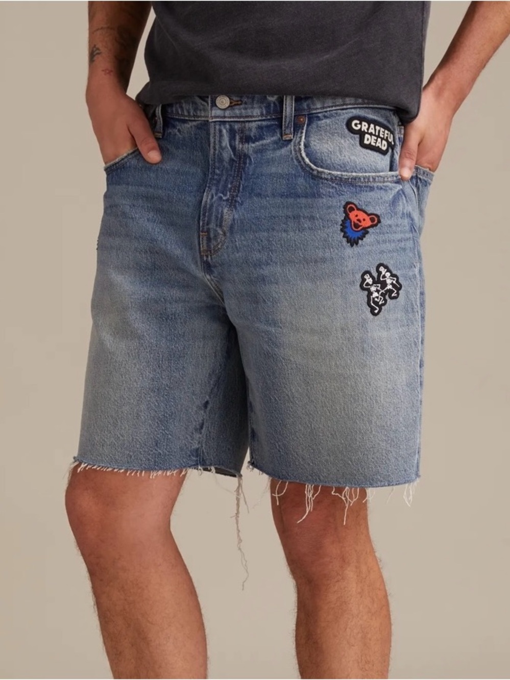 Lucky Brand X Grateful Dead Loose Denim Jean Short, Size 40, Casual, Rocker, New